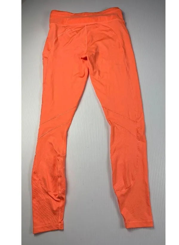 Puma Running Leggings Athletic Workout Neon Orange with Pockets Women S w stains - Image 5