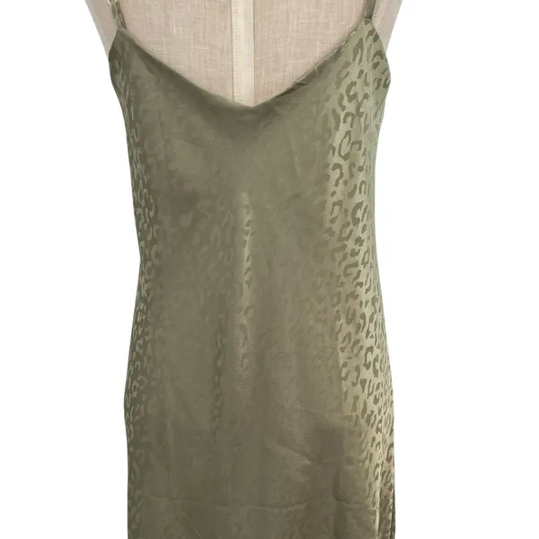 Show Me Your Mumu Zio‎ Dress Slip Satin Cheetah Print Sage Green Size Small - Image 10