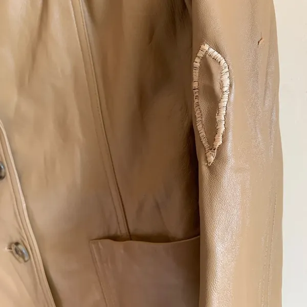 Talbots Tan Leather Blazer Women Size 6 Vintage Formal Casual Business Brown - Image 4