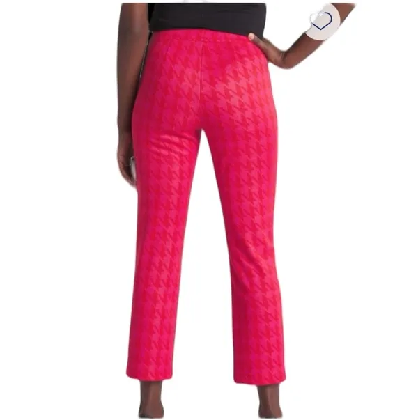 Hot Pink Houndstooth Cropped Pants - Image 4