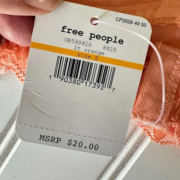 Free People Intimately Lace Galloon Halter Bralette Light Orange Boho Feminine S - Image 6