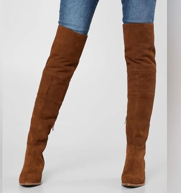 Steve Madden Lucca brown suede leather pull on over the knee boots - Image 2