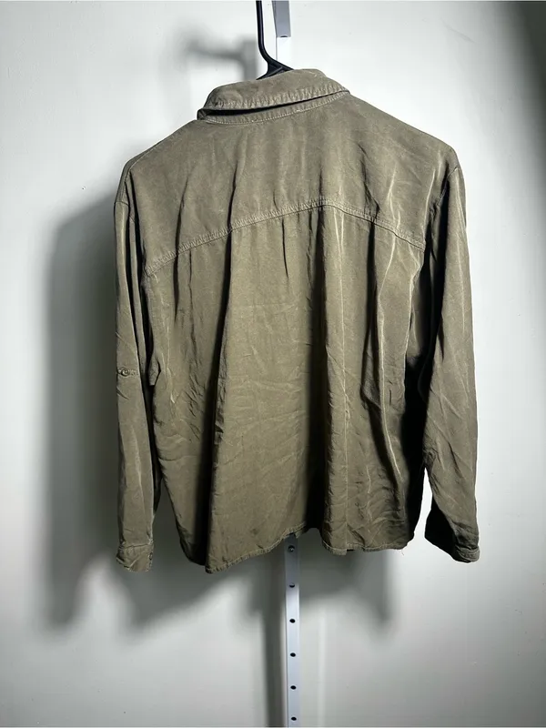 S311. Hayden Women's Olive Green Lightweight Button-Up Shirt - Image 3