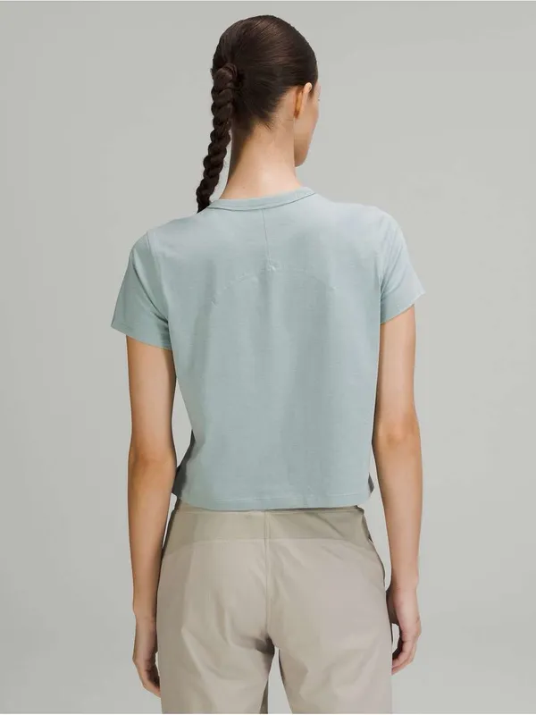 Lululemon Classic-Fit Cotton-Blend T-Shirt in Silver Blue - Size: 2 - Image 2