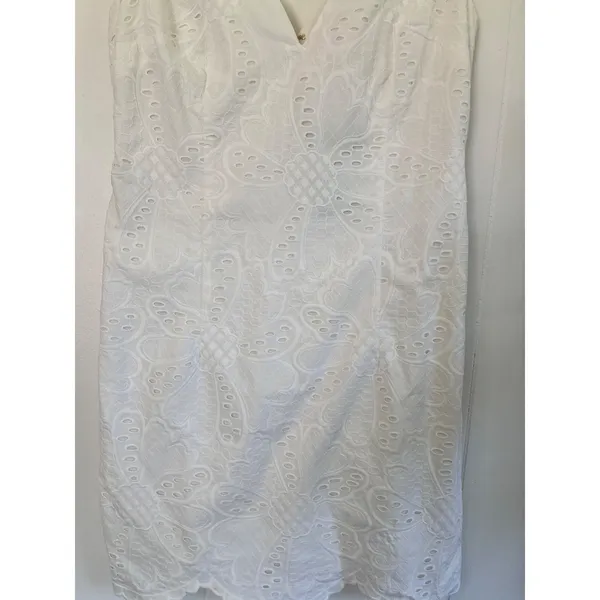 Lilly Pulitzer Madden Dress Resort White Jumbo Petal Eyelet Scalloped Size 6 - Image 3