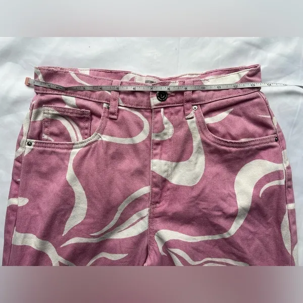 Cotton On Pink and White Swirly Loose Straight Jeans 4 - Image 11