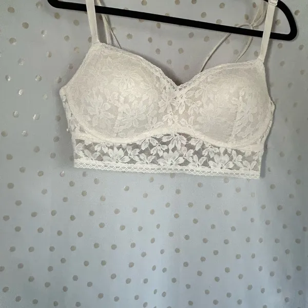 PINK Victoria's Secret Floral Lace Bralette in Cream - Image 2