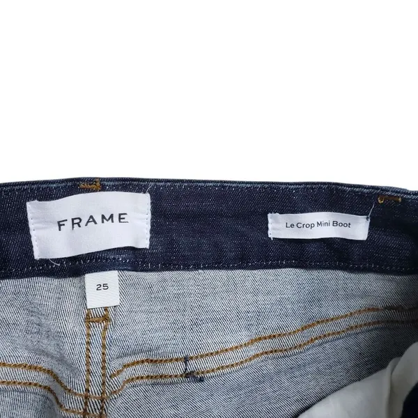 Frame Le Crop Mini Boot Jeans Womens 25 Blue Denim Fray Raw Hem Stretch - Image 3