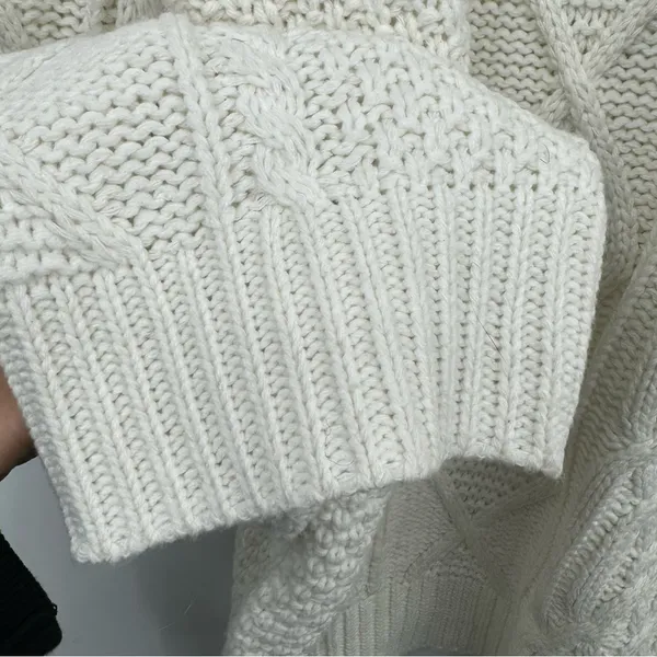 Simply Couture Fisherman Cable Knit Plus Size Sweater Cream Size 2X - Image 5