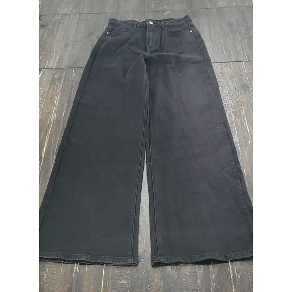 Cider Women's Medium High-Rise Wide Leg Black Denim Jeans NWT - Image 3