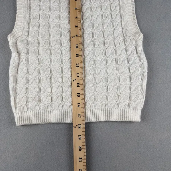 Abercrombie & Fitch Womens Cable Knit Sweater Vest Cream White XS Sleeveless Top - Image 4