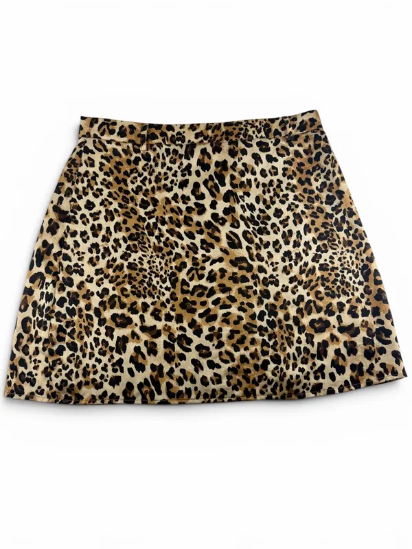 Nasty Gal Leopard Print Mini‎ Skirt Size 6 Y2K Cheetah A-Line Mini - Image 2