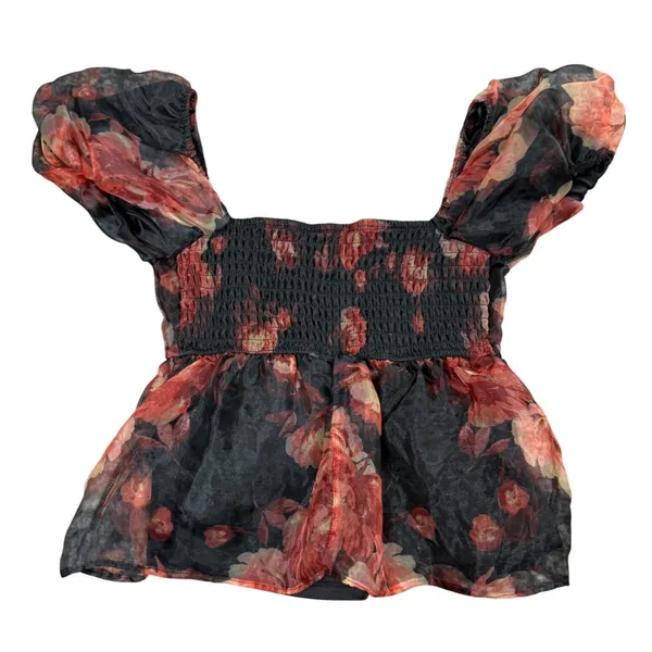 Thirty/Thirty L.A. Floral‎ Puff Sleeve Baby Doll Top Women's Small Cottagecore - Image 5