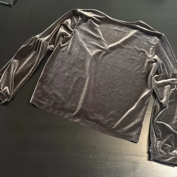 Madewell Velvet V-Neck Velvet Balloon Sleeve Top - Image 6