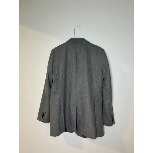 Ann Taylor LOFT Wool Blend Gray 1 Button Blazer Women Size 12 Career Jacket Long - Image 4
