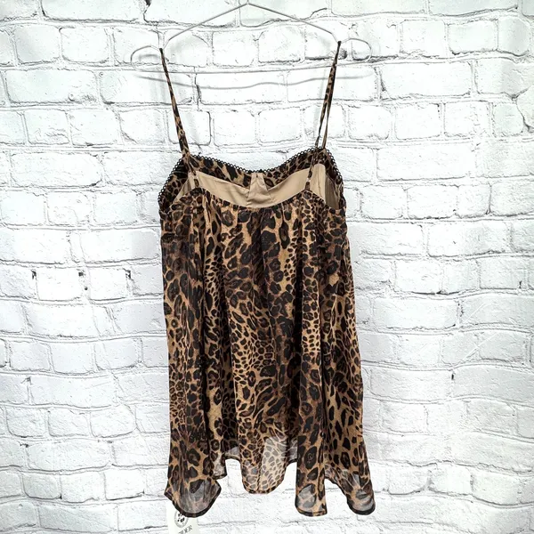 NWT Cider Chiffon Top Women's XL Leopard Babydoll Cami Festival Party Casual - Image 2