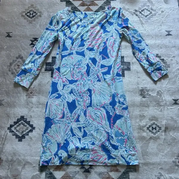 Lilly Pulitzer UPF 50 +‎ Cotton Sophie Dress Into the Deep Size XXS Pink Blue - Image 8