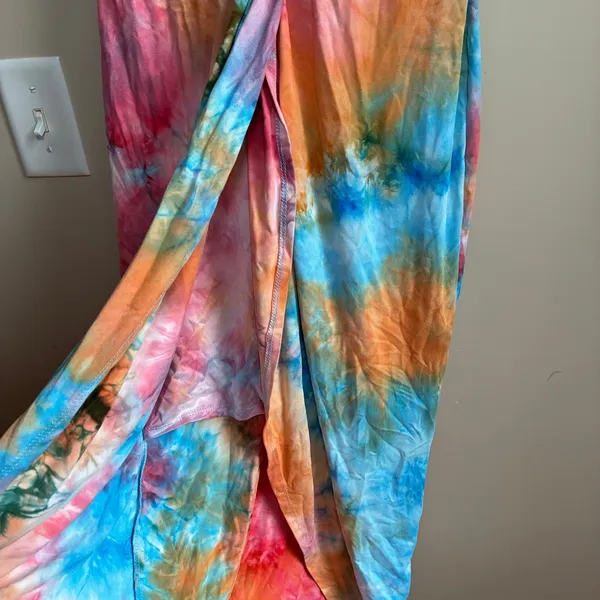 Venus Tie Dye Maxi Dress Small Multi Color Womens Twist Front V-Neck Stretch - Image 3