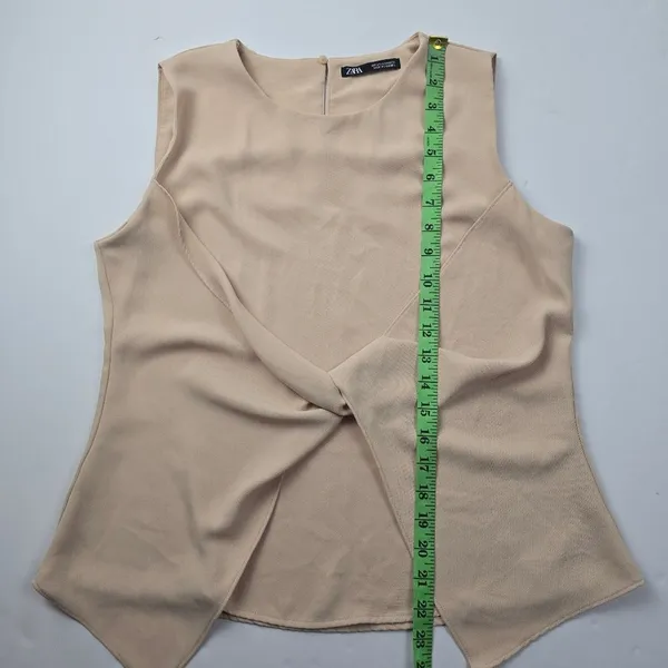 Zara -1612 Front Knotted Sleeveless Blouse in Pink‎ Blush Women's Medium - Image 6