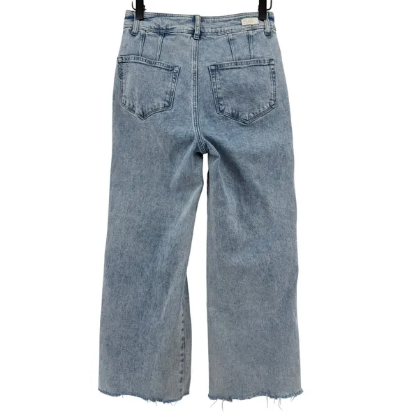 Paige Anessa High Rise‎ Wide Leg Jeans Light Blue Wash Women 26 Raw Hem Denim - Image 4