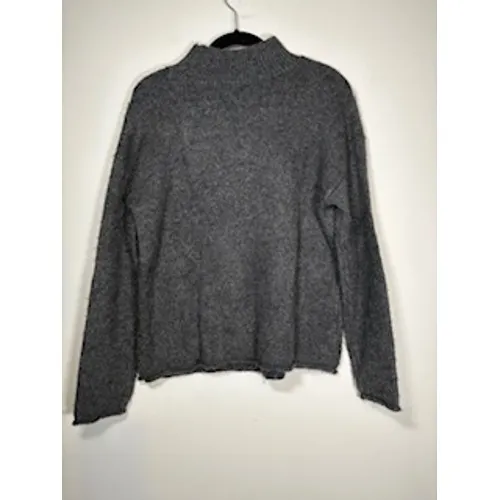Lou & Grey Party Animal Mock Neck Sweater Gray XS Graphic Knit Pullover Fun‎ - Image 4
