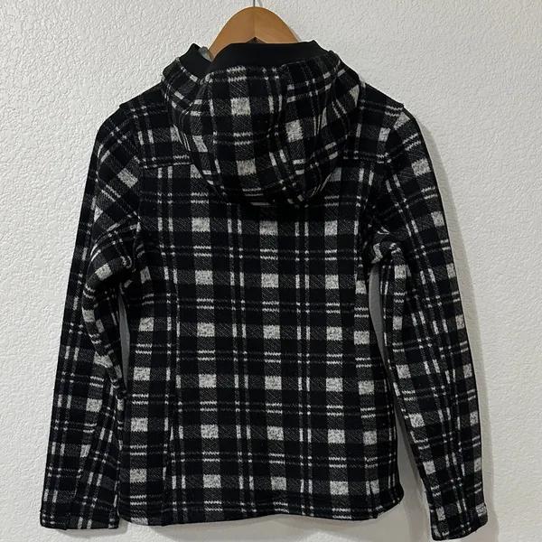 Women's Black and White Plaid Hoodie - Image 5