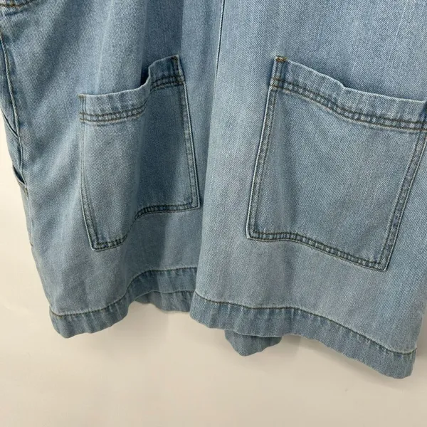 Universal Threads Denim Overall Dress Jumper Light Wash Pockets Sleeveless Sz XL - Image 8