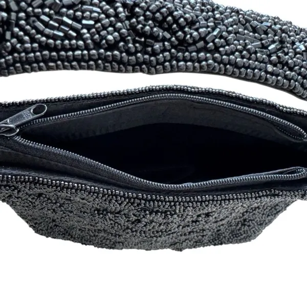 Vintage La Regale Black Beaded Evening Handbag - Image 5