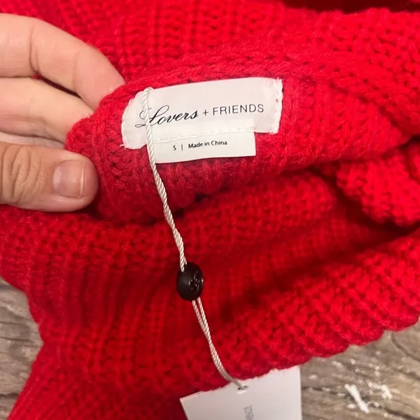 Lovers + Friends‎ Revolve Union Red Chunky Knit Cropped Mockneck Sweater size L - Image 6