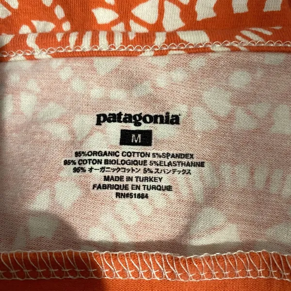 Patagonia Margot Athleisure Dress Orange White‎ Organic Cotton V-Neck Medium - Image 5