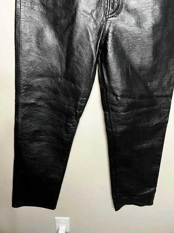 Agolde 90’s Pinch Waist Recylced Leather Blend High Rise Lined Black Detox Pants - Image 7