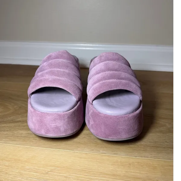 Free People Almost Paradise Purple Velvety Suede Platform Sandals Size 38 - Image 3