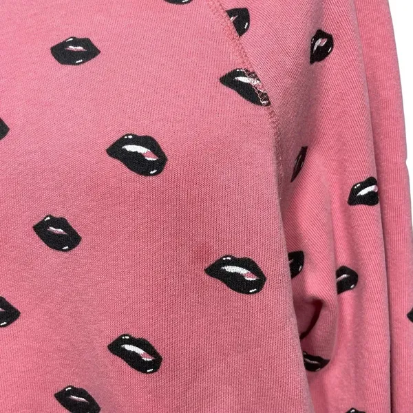 Wildfox Lip‎ Service Sweatshirt Pigment Red Pink Black Size XS - Image 4