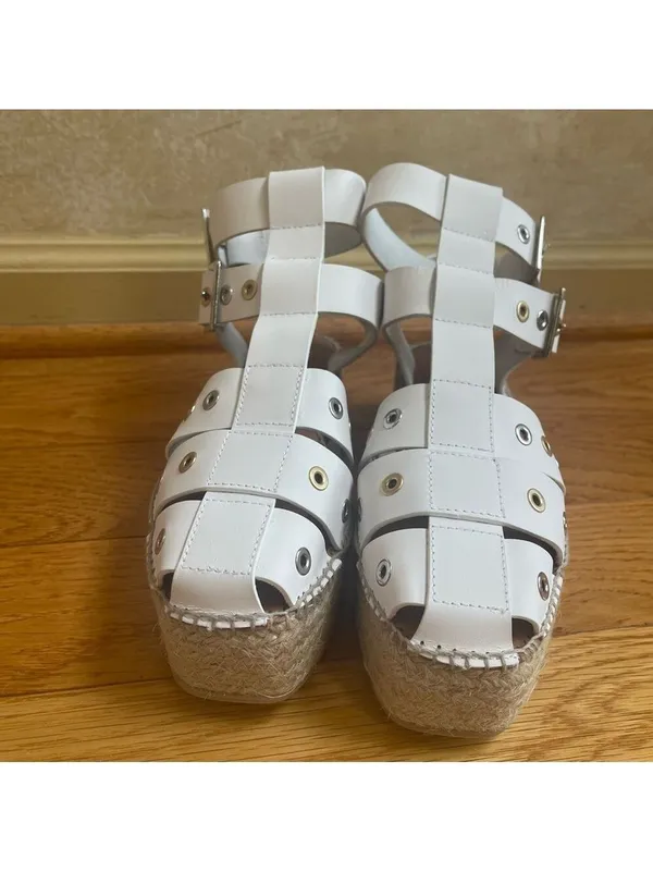 Free People Gable Glad Espadrille Gladiator Sandals White Leather Size 36, US 6 - Image 7