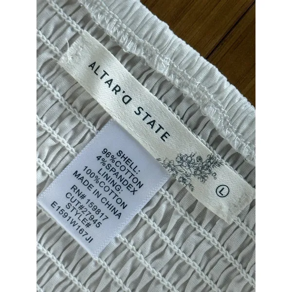 Altard State Corset Mini Dress Large White Pintucked Tie Strap Fit & Flare - Image 4
