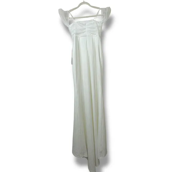 NEW Lulus Luxe Bridal Profound Glamour Pearl Off-the-Shoulder Wedding Dress - Image 7
