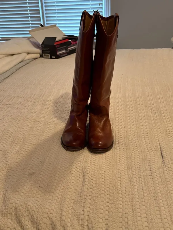 Frye Melissa Button Riding Boots Cognac Leather - Image 6