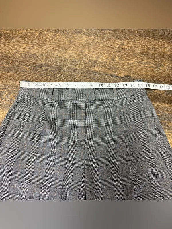 American Eagle High-Rise Baggy Wide Leg Trouser Pant Womens 6 Gray Plaid Stretch - Image 4