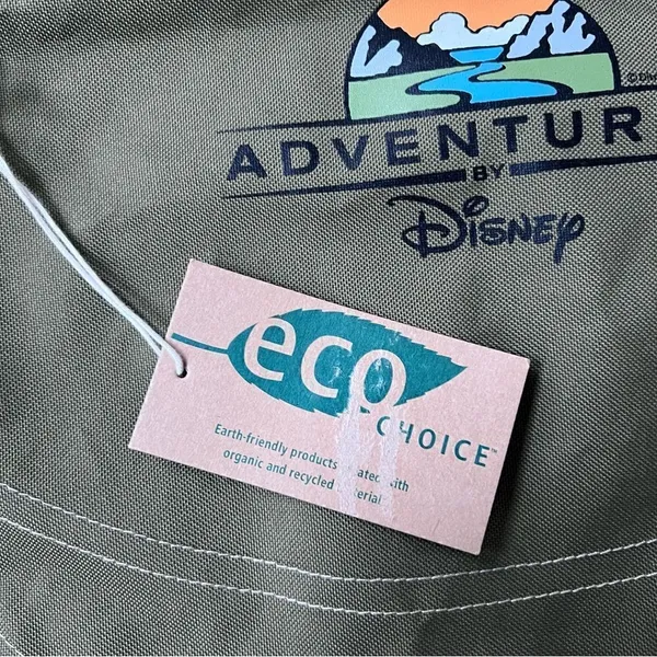 NWT Adventures by Disney Drawstring Tote Bag Olive Green Eco Choice by Gemline - Image 3