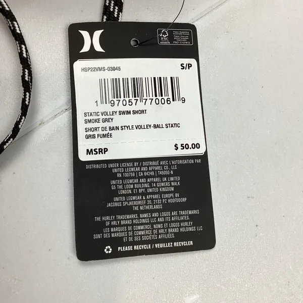 Hurley Men’s Gray Volley Swim Shorts Trunks Small NEW! Retail $50 - Image 3