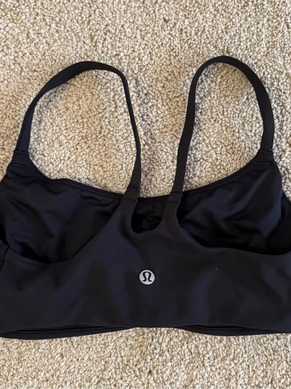 Lululemon Wunder Train Strappy Racer Sports Bra Black Everlux C/D Size 4 - Image 7