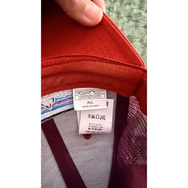 Patagonia Trucker Hat Logo Red Mesh Snapback Adjustable - Image 4