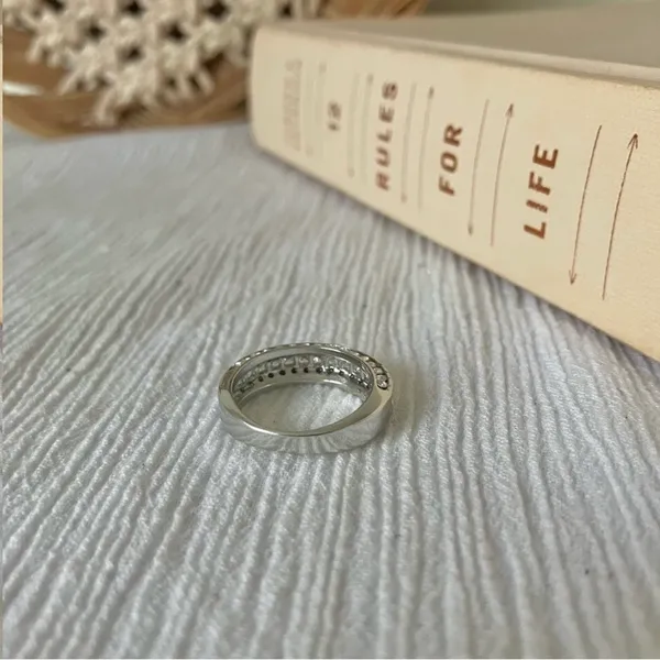 925 Channel Set Pave Silver Diamond Ring Vintage “Liene” Round Band Classic Mens Jewelry - Image 8