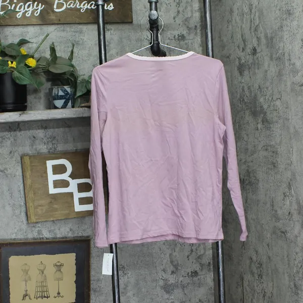 Charter Club Womens Long Sleeve Pajama Shirt Top 100189848MS Feathers Purple S - Image 2