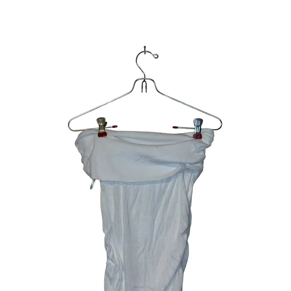 Zara Women's Top‎ Ruched Tube Strapless Stretch Cotton White Sz. Small NWT - Image 4