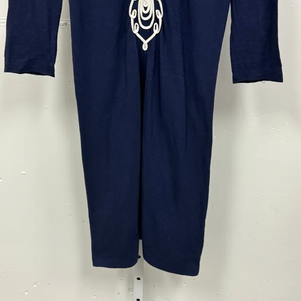 Lilly‎ Pulitzer Tidewater Embroidered Tunic Dress Sm Navy 3/4 Sleeve Mini Jersey - Image 4