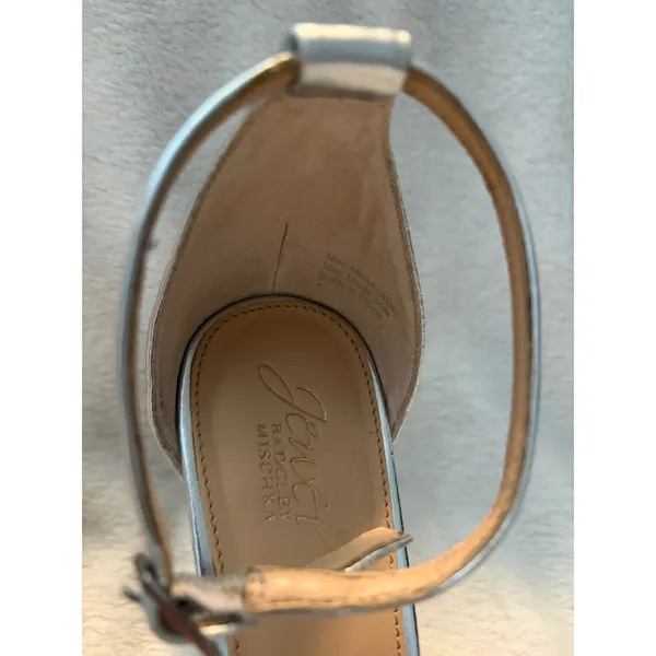 Jewel Badgley Mischka Heeled Sandals Stiletto‎ Silver Braided Strap 8.5 - Image 6