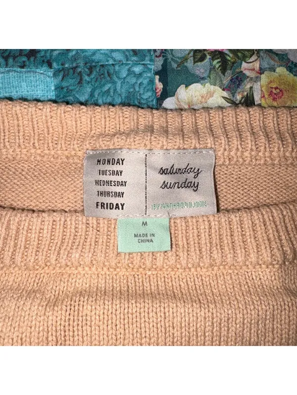 Anthropologie Saturday Sunday Striped Knit Oversized Crop Crew Sweater, Size M - Image 3