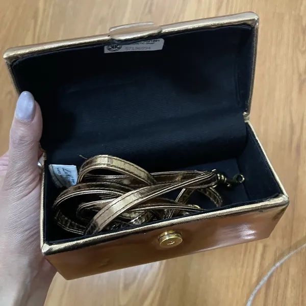 Vintage La Regale Copper Gold metallic evening clutch rectangle crossbody - Image 6