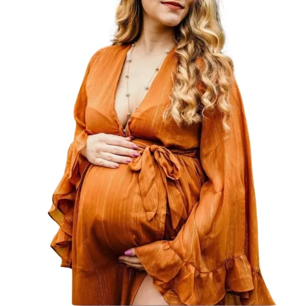 Showpo Chiffon Dangerous Woman Maxi Dress 6 Maternity Engagement Fairycore Fall - Image 3